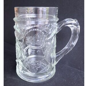 Vintage Indiana Glass Beer Tankard Stein Embossed Grape and Vine Pattern Motiff